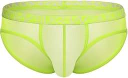SUKREW Sheer Low-rise Brief Acid Yellow - MAAT M - Erotisch Heren Ondergoed - Slip voor Man - Sexy mannen Slip — thumbnail 1