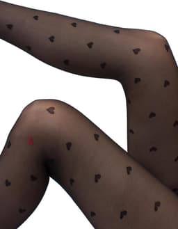Giulia - Intimo Fashion licht glanzende 20den Panty met hartjes en open kruis - Zwart - XL — thumbnail 10