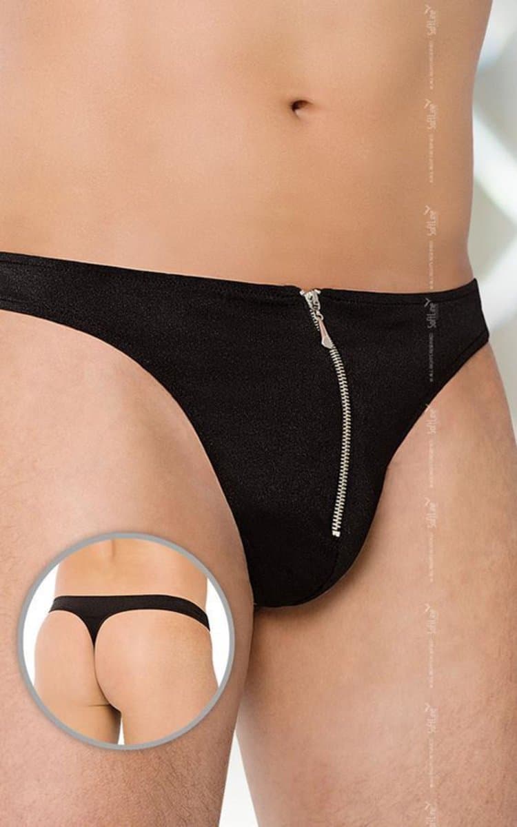 SoftLine Collection - Sexy heren string met sluiting aan de voorkant zwart M/L — afbeelding 1