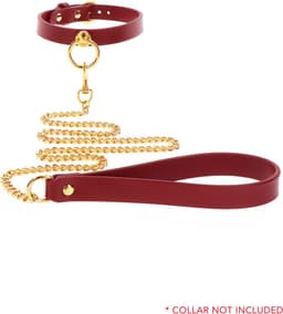 Bondage Ketting voor Halsband - Chain Leash for BDSM - SM Ketting - Gemaakt van PU-Leer en Nikkelvrij Metaal - Rood - Luxe Bondage Lijn — thumbnail 2