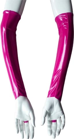 Handschoen L/XL Datex (Mix latex en stof ) Sexy Handschoenen Rood lange lak handschoen Glans Shiny Lakleer valentijn SM Gogo dancing dans accessoiren lange vingerloze gloves — thumbnail 2