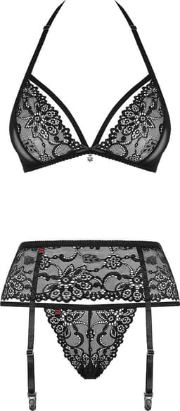 Obsessive Lingerie set met Jarretels – Erotische Lingeriset – Maat S/M – Rood — thumbnail 4