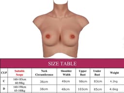 Siliconen Borst maat L / XL met rits! - Cup C - + kanten choker - 100% hypoallergene medische siliconen - Kunstmatige nepborst - Bodysuit - Crossdresser - Transgender - Travestiet - Femboy - prothesen - borstprothese - Wearable boobs - Body4Everybody — thumbnail 4