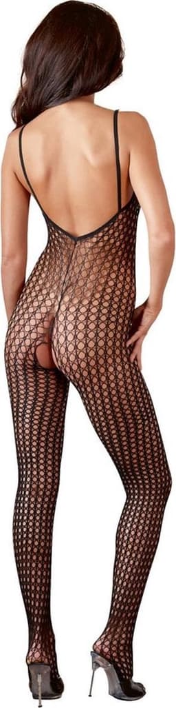 Mandy Mystery Lingerie –  Catsuit met Mesh Ontwerp en Open Kruis voor Erotische Toepassingen – Maat S/M – Zwart — thumbnail 3