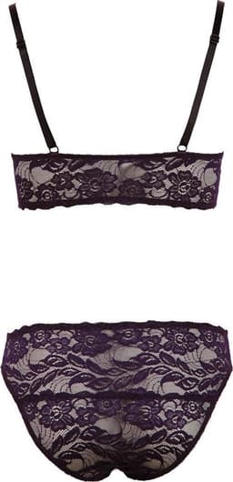 Cottelli Collection –  Wetlook Kanten Afwerking String Body voor de Perfecte Date met Happy End – Maat S – Zwart — thumbnail 3