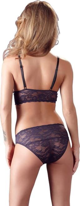 Cottelli Collection –  Wetlook Kanten Afwerking String Body voor de Perfecte Date met Happy End – Maat S – Zwart — thumbnail 5