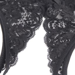 Zeloria Kant Open Kruis Dames Slip – Sexy Lingerie String Bandjes – Zwart – XL — thumbnail 5