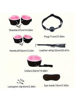 Oneay BDSM Extreme Bondage Set - 11 Delig -SM Handboeien - Zweep / Veer / Tepelklemmen - Sex Toys voor Koppels - Seksspeeltjes voor mannen en vrouwen - Sex Pakket en Toys - Roze — thumbnail 7