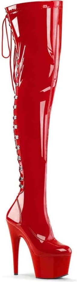 Pleaser - ADORE-3063 Plateau Overknee Laarzen - Paaldans schoenen - 42 Shoes - Rood — thumbnail 1