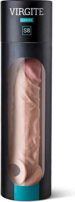 Virgite - Penis sleeve die echt aanvoelt - Met Opening Voor de Balzak - 19.8 cm - Lichte Huidskleur — thumbnail 5