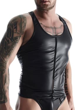 Regnes Fetish Planet – Wetlook Heren mouwloos t-shirt – Zwart - Maat S — thumbnail 1
