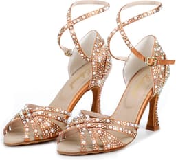 Dames Latin dansschoenen met kristallen hoge hak voor ballroom en salsa — thumbnail 3