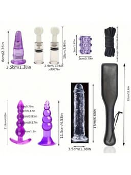 Daity 30-delige BDSM Sex Speeltjes Set - Erotische Bondage Set met Vibrator, Handboeien, Buttplugs, Zweep, en Meer - Volwassen Speelgoed voor BDSM Spelletjes en Intiem Spel - zwart — thumbnail 6