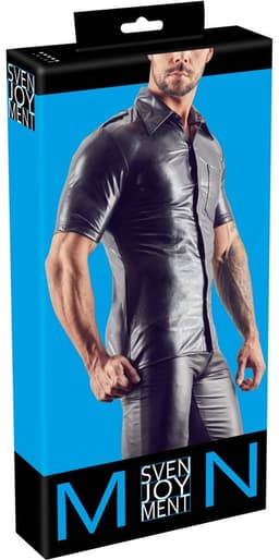 Ruige Biker Wetlook Shirt met Studs — thumbnail 5