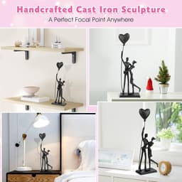 Romantisch IJzeren Sculptuur Paar - Handgemaakt Metalen Standbeeld voor Liefde en Huwelijksgeschenken — thumbnail 3