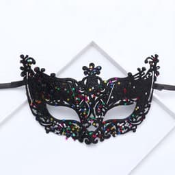 Masker - Venetiaans masker - Oogmasker - Gemaskerd bal - Verkleedmasker feest - Zwart met glitter - Jonyx — thumbnail 7
