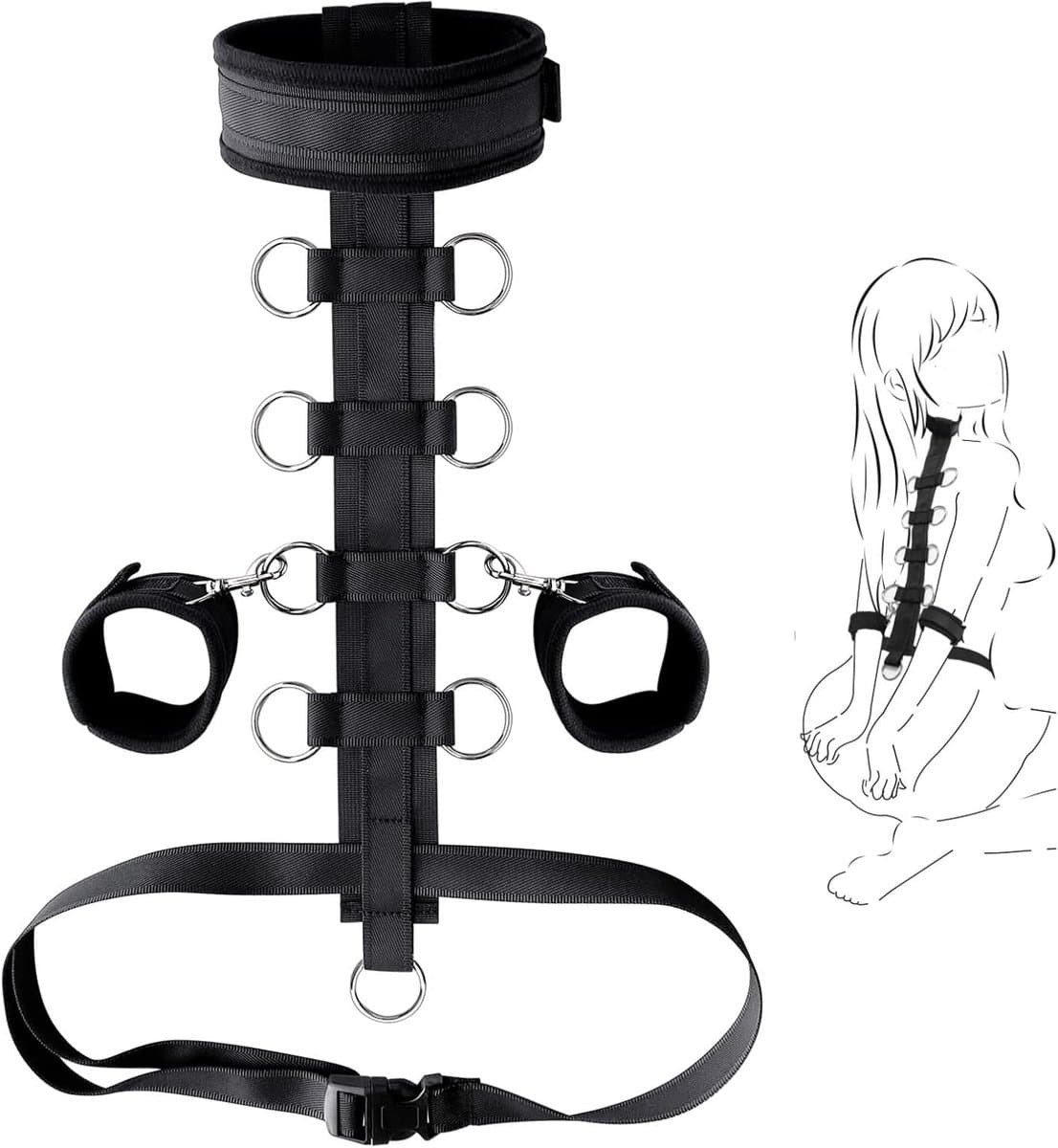 Killogood Bondage set met halsband en handboeien – erotisch BDSM accessoire — afbeelding 1
