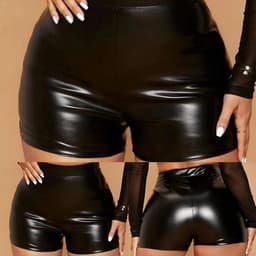 Dames Lakleren Booty Shorts Hoge Taille Mini-Shorts Party Clubwear — thumbnail 4