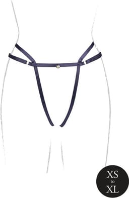 Shots - Le Désir Sophia - Slip met Open Kruis en Billen, Verstelbare Schuifregelaar en Gouden Details - One Size black OS — thumbnail 4