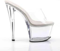 Pleaser - SKY-301 Muiltjes - Paaldans schoenen - 39 Shoes - Transparant/Zilverkleurig — thumbnail 5
