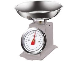 Mechanische analoge keukenweegschaal Atlas van metaal met verchroomde kom in vintage design, maximale capaciteit 5 kg, accessoires voor het koken (grijs)