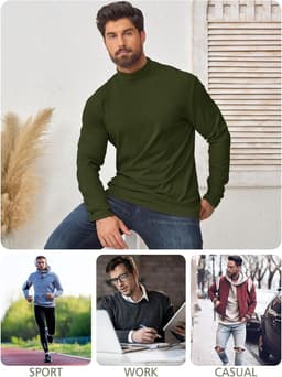Herenshirt met hoge kraag, thermo-rolkraag, slim fit met sweatshirt, elastisch, lange mouwen, voor winter en kou — thumbnail 5