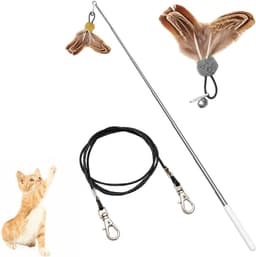 Interactieve kattenhengel met schaalbare stangen, kattenspeelgoedstaaf met veren voor kittens of katten — thumbnail 1