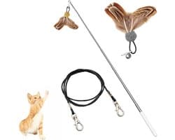 Interactieve kattenhengel met schaalbare stangen, kattenspeelgoedstaaf met veren voor kittens of katten