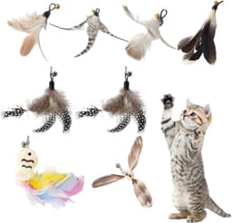 Speeltjes Veren met Belletjes, Interactieve Veren Navulling voor Kattenhengel en Speelstokjes, Vervangende Accessoires voor Kittens en Katten — thumbnail 1