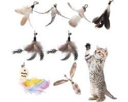 Speeltjes Veren met Belletjes, Interactieve Veren Navulling voor Kattenhengel en Speelstokjes, Vervangende Accessoires voor Kittens en Katten