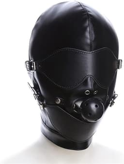 Face Cover Masker met Mondbal en Eye Patch voor Mannen en Vrouwen, Latex Sex BDSM Latex Hood Masker, SM Masker voor Party, Cosplay, Vakantie — thumbnail 1