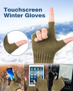 Handschoenen voor mannen en vrouwen, thermische touchscreen-handschoenen, antislip, zachte gebreide handschoen met fleece voering — thumbnail 2