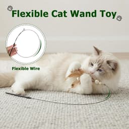 8-delige kattenveerspeelset, interactief kattenspeelgoed van 80 cm staaldraad, kattenveerspeelset voor huiskatten, kattenspeelgoed met veren — thumbnail 2