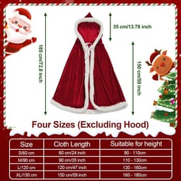Christmas Cape with Hood, Red Velvet Santa Cape, Winter Cape, Warm with Hood, Red Cape with Hood, Cosplay Costume - ShopVlot — thumbnail 2
