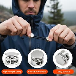 12 Stuks Koordstoppers Metaal, 2-delig, voor koorden, kleding, rugzakken, touwen — thumbnail 3