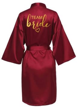 Satijnen kimono badjas voor dames - korte ochtendjas voor bruiden en bruidsmeisjes — thumbnail 1