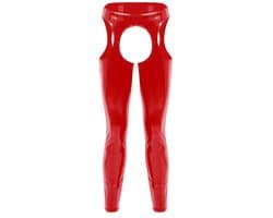 Open Kruis en Billen Heren Broek - Lingerie - Rood PU Leer - Latex Look