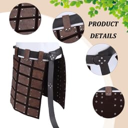 Medieval Faux Leather Thigh Armor - Retro Double Sided Waist Armor Protector met Belt - Mercenary Knights Skirt Armor voor LARP Viking Mannen Halloween Cosplay Kostuum — thumbnail 4