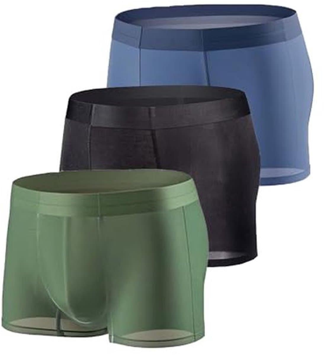 Boxershorts voor heren - Set van 3 - Ijzige zijde, mesh, sexy en ademend ondergoed - Zacht en comfortabel — afbeelding 1