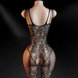 Quick Relief Bodysuit - Visnet - Erotische Body Suit - Open Kruis - Uitdagend Ondergoed - Fishnet Lingerie - Doorzichtig - Panty - One Size — thumbnail 3