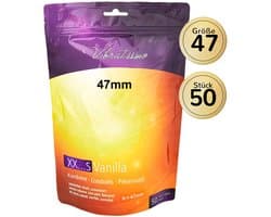 VIBRATISSIMO condooms XXS Vanilla 50-pack | Premium met aroma | Aroma met dunne wanddikte & gearomatiseerd | Maat & flinterdun | b=47mm