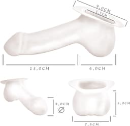 Latex mouw met glans en scrotum - semi-transparant - voor latex kleding - optimale stimulatie - ShopVlot — thumbnail 3