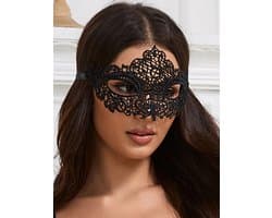 Zeloria Venetiaans Oogmasker Dames – Kanten Masker – Bal Masqué Masker – Carnavalsmasker – Verkleedmasker – Zwart – Set van 2