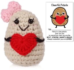 Aardappelpop 7,5cm - Grappige Aardappel - Positieve Bevestigingskaart - Creatief Cadeauspeelgoed - Feestdecoratie - Premium Wolgaren - Knuffelpop — thumbnail 1