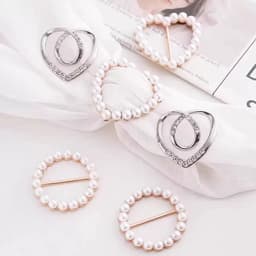 6 stuks Sjaalring Klem, Parelensjaal Ringklemmen, Ronde T-shirt Dasringen, Modieuze Metaal Kledingklem voor Dameskleding, Decoratieve Kledingaccessoires — thumbnail 3