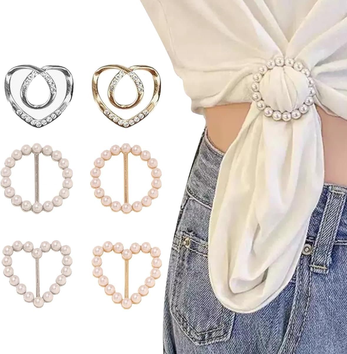 6 stuks Sjaalring Klem, Parelensjaal Ringklemmen, Ronde T-shirt Dasringen, Modieuze Metaal Kledingklem voor Dameskleding, Decoratieve Kledingaccessoires — afbeelding 1