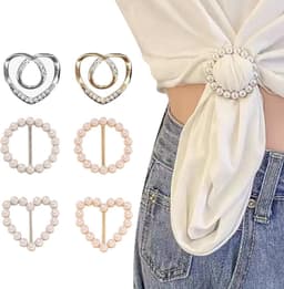 6 stuks Sjaalring Klem, Parelensjaal Ringklemmen, Ronde T-shirt Dasringen, Modieuze Metaal Kledingklem voor Dameskleding, Decoratieve Kledingaccessoires — thumbnail 1