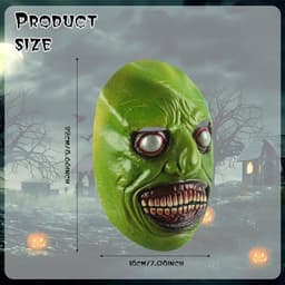Halloween realistisch horrormasker, Halloween glimlachend demon latex masker, voor volwassenen, carnaval, feesten, cosplay, kostuumaccessoires (groen) — thumbnail 2