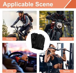 Handschoenen voor heren en dames, sportieve leren handschoenen zonder vingers, vingerloos, van PU-leer, voor outdoor, fitness, zwart, L — thumbnail 3