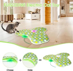 interactieve spelletjes voor katten in huis, beweegbaar kattenspel, automatisch kattenspel met veren, stimulerende spelletjes voor katten, ondersteunt USB-opladen (Groen) — thumbnail 2